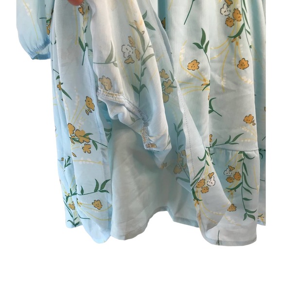 Women's Coastal Dress Tie Back 3/4 Lantern Sleeve Square Neck Ruffle Size Medium - Picture 5 of 12